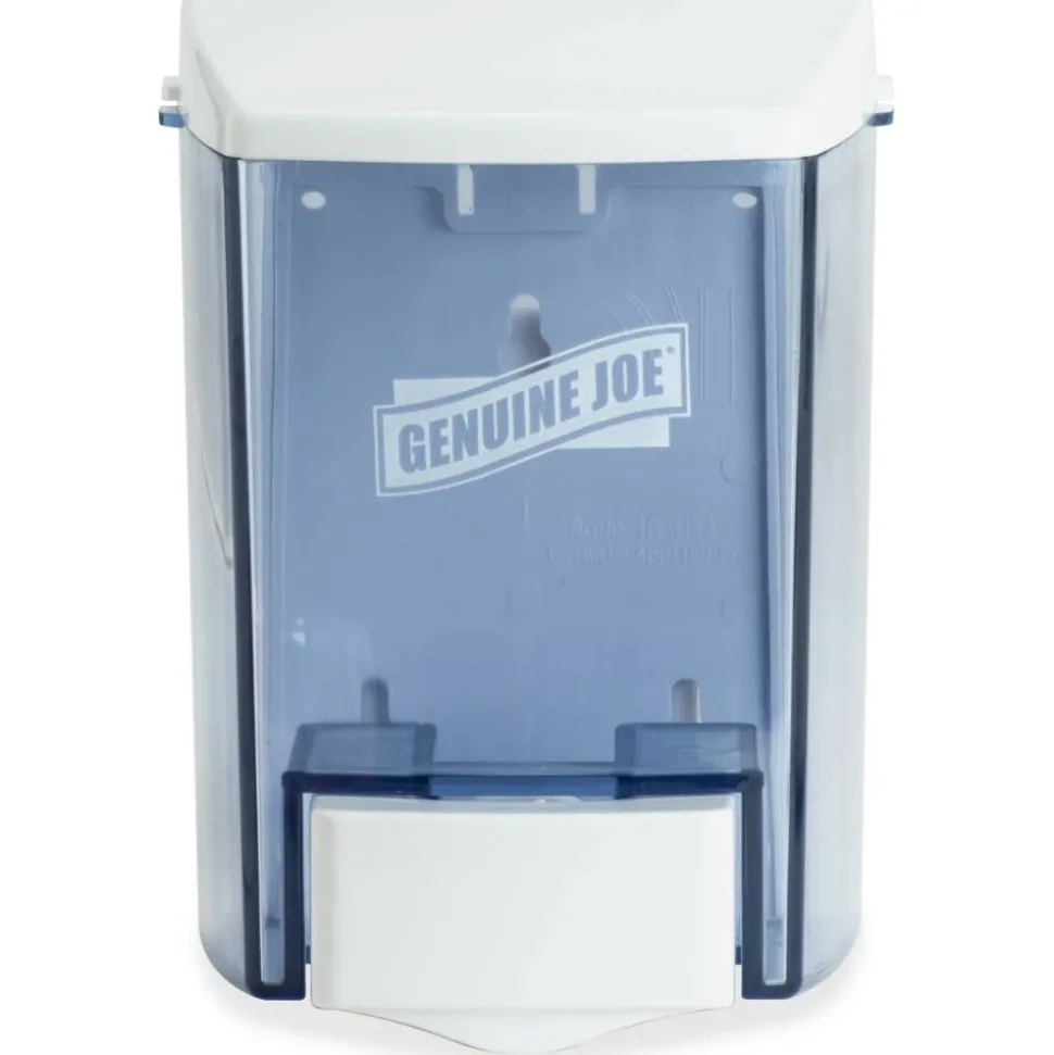 Genuine Joe 30 oz Soap Dispenser - Manual - 30 fl oz Capacity - See-through Tank, Water Resistant, Soft Push - 1Each
