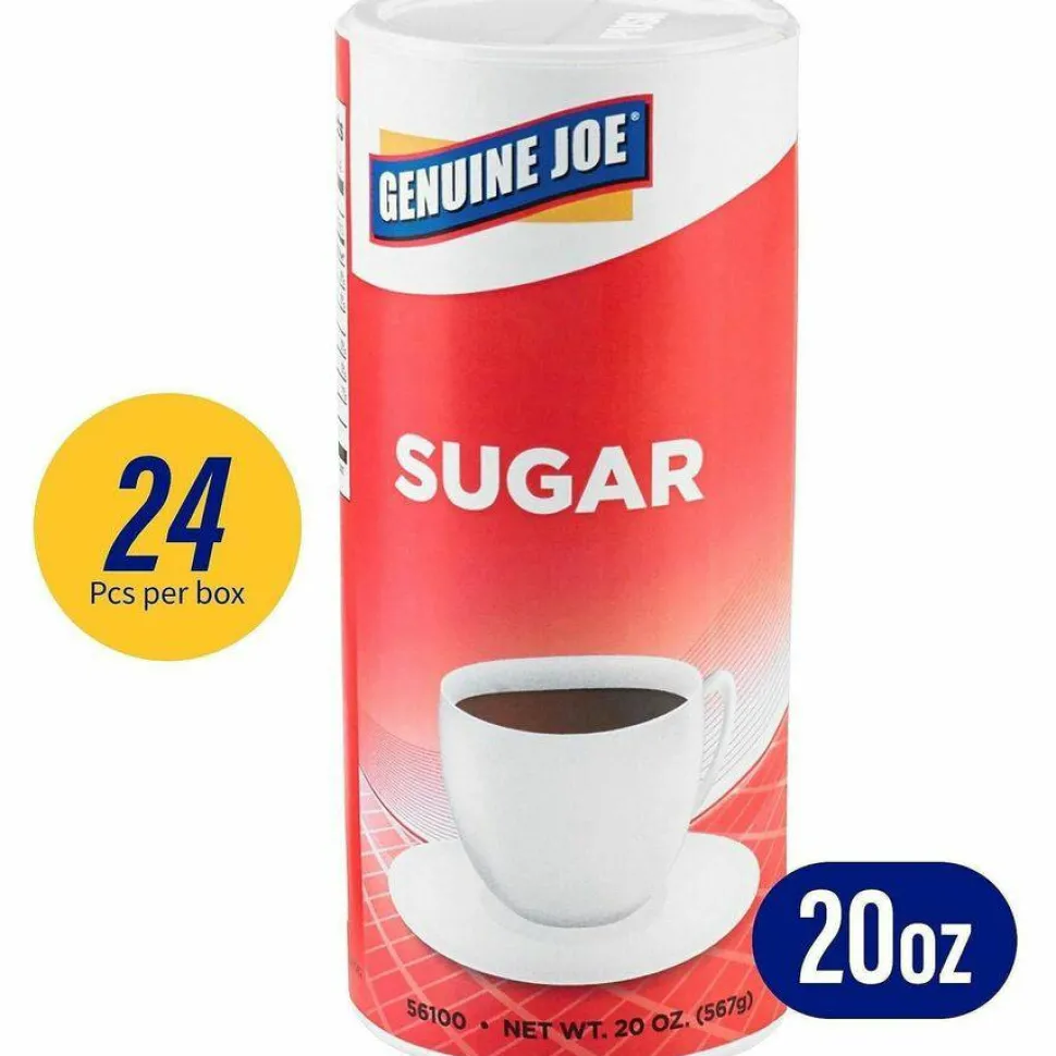 Genuine Joe 20 oz. Sugar Canister - Canister - 1.2 lb (20 oz) - Natural Sweetener - 24/Carton