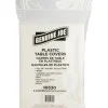 Genuine Joe Plastic Round Tablecovers, 84" Diameter, Plastic, White, 6 Per Pack, 4 Packs