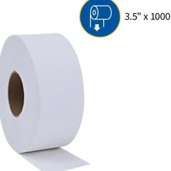 Genuine Joe 2-Ply Embossed Jumbo Roll Toilet Paper, 1000 Sheets Per Roll, Pack Of 8 Rolls
