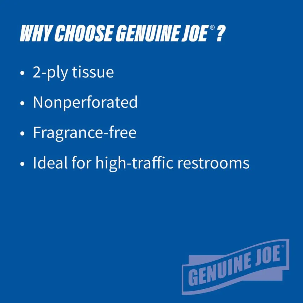 Genuine Joe 2-Ply Embossed Jumbo Roll Toilet Paper, 1000 Sheets Per Roll, Pack Of 8 Rolls