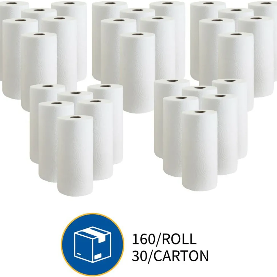 Genuine Joe 2-Ply Household Paper Towels, 100% Recycled, 80 Sheets Per Roll, Pack Of 30 Rolls