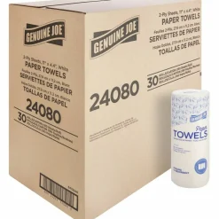 Genuine Joe 2-Ply Household Paper Towels, 100% Recycled, 80 Sheets Per Roll, Pack Of 30 Rolls