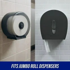 Genuine Joe 2-ply Jumbo Roll Dispenser Bath Tissue - 2 Ply - 3.30" Width x 650 ft Length - 3 19/64" Core - White - 12 / Carton