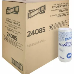 Genuine Joe 2-Ply Kitchen Paper Towels, 100% Recycled, 85 Sheets Per Roll, Pack Of 30 Rolls