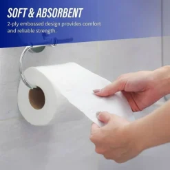Genuine Joe 2-ply Standard Bath Tissue Rolls - 2 Ply - 3" Width x 4" Length - 400 Sheets/Roll - 1 5/8" Core - White - 96 / Carton