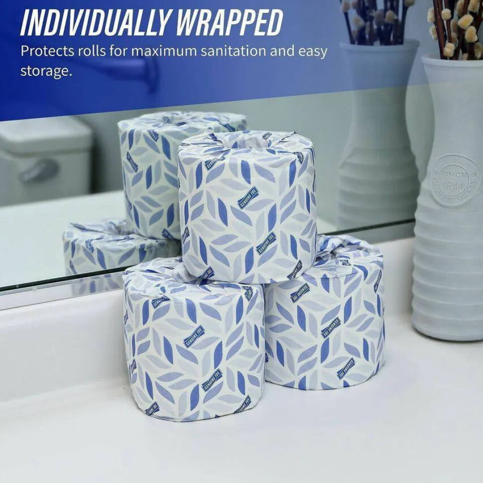 Genuine Joe 2-ply Standard Bath Tissue Rolls - 2 Ply - 4" Width x 3.20" Length - 500 Sheets/Roll - 1 5/8" Core - White - 96 / Carton