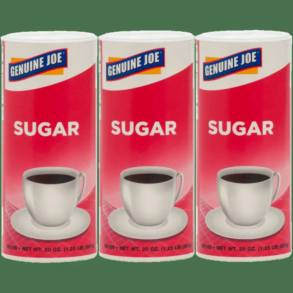 Genuine Joe Pure Sugar Canisters, 20 Oz., Pack Of 3