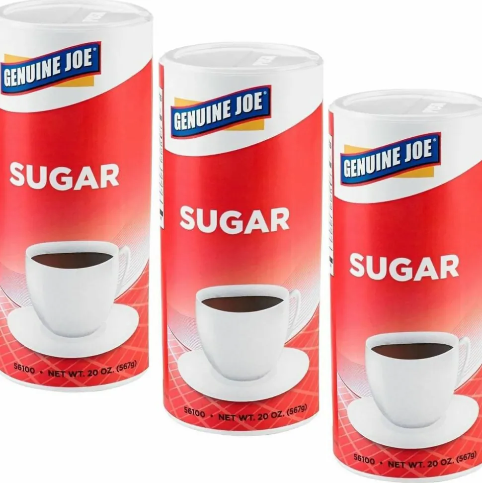 Genuine Joe Pure Sugar Canisters, 20 Oz., Pack Of 3