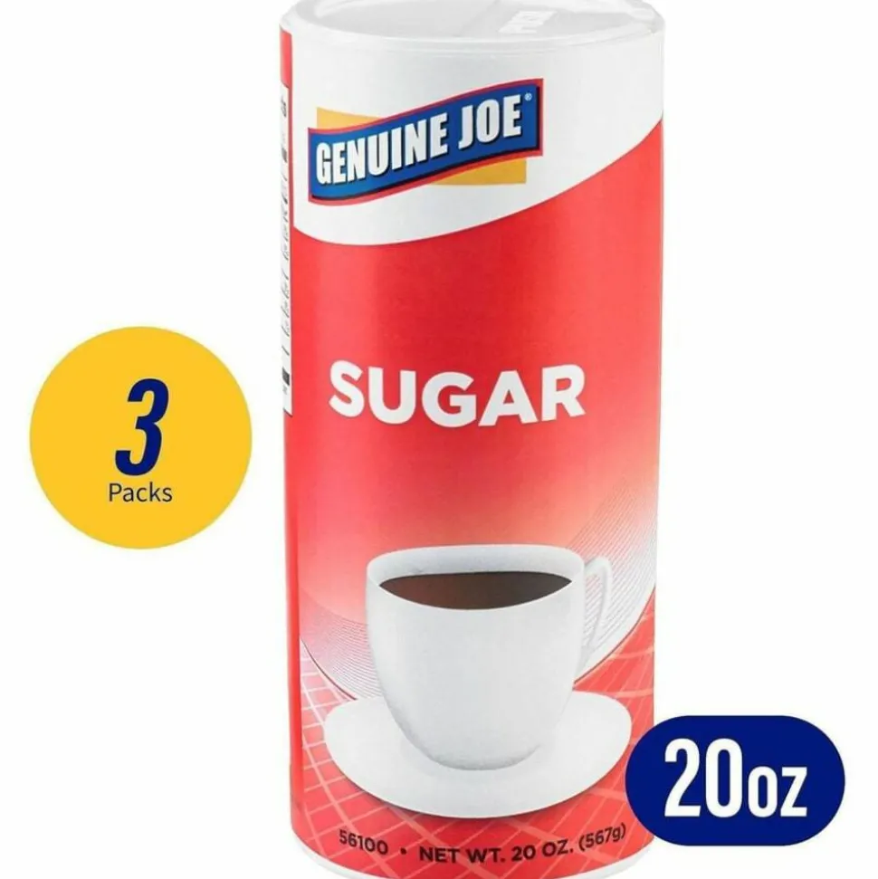 Genuine Joe Pure Sugar Canisters, 20 Oz., Pack Of 3