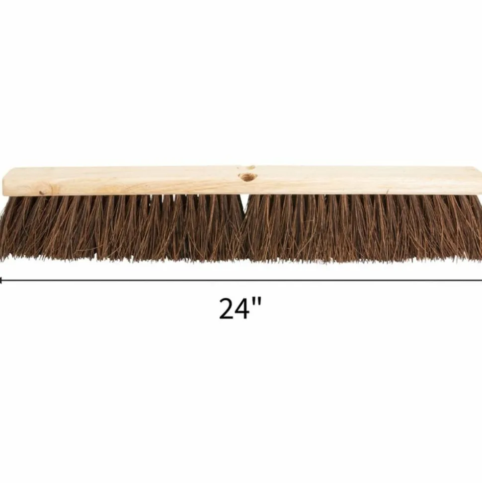 Genuine Joe 24" Push Broomhead - Palmyra Bristle - 24" Overall Length - Brown - 12 / Carton
