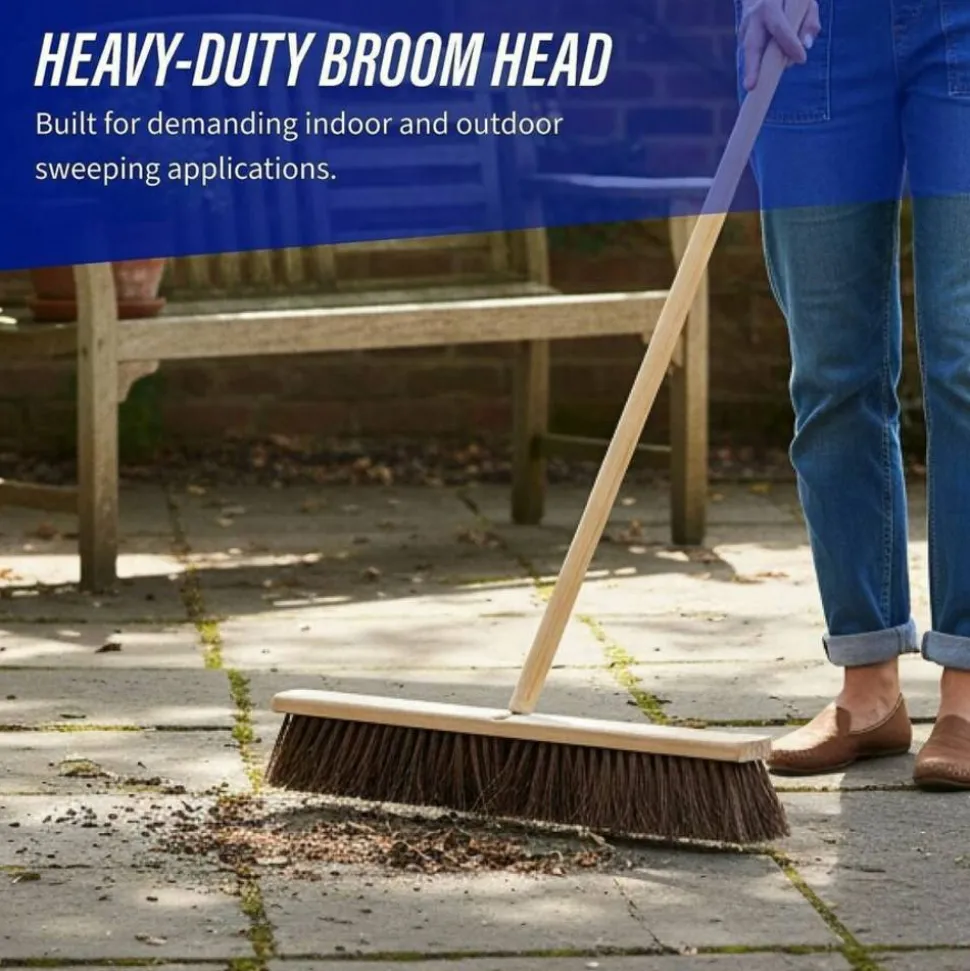 Genuine Joe 24" Push Broomhead - Palmyra Bristle - 24" Overall Length - Brown - 12 / Carton