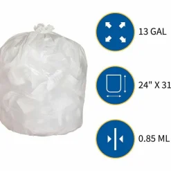 Genuine Joe 75% Recycled Heavy-Duty Contractor Trash Bags, 0.8 mil, 13 Gallons, 24