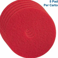 Genuine Joe Red Buffing Floor Pad - 20" Diameter - 5/Carton x 20" Diameter x 1" Thickness - Buffing, Scrubbing, Floor - 90420