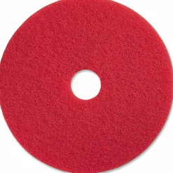 Genuine Joe Red Buffing Floor Pad - 20" Diameter - 5/Carton x 20" Diameter x 1" Thickness - Buffing, Scrubbing, Floor - 90420
