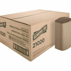 Genuine Joe Single-Fold 1-Ply Paper Towels, Natural, Pack Of 4000 Sheets