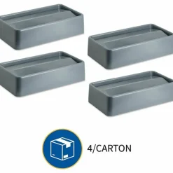 Genuine Joe Space-saving Container Swing Lid - Rectangular - Gray - 4 / Carton