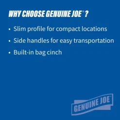 Genuine Joe Space-Saving Waste Container, 23 Gallons, 30" x 16 3/4" x 9 1/2", Gray