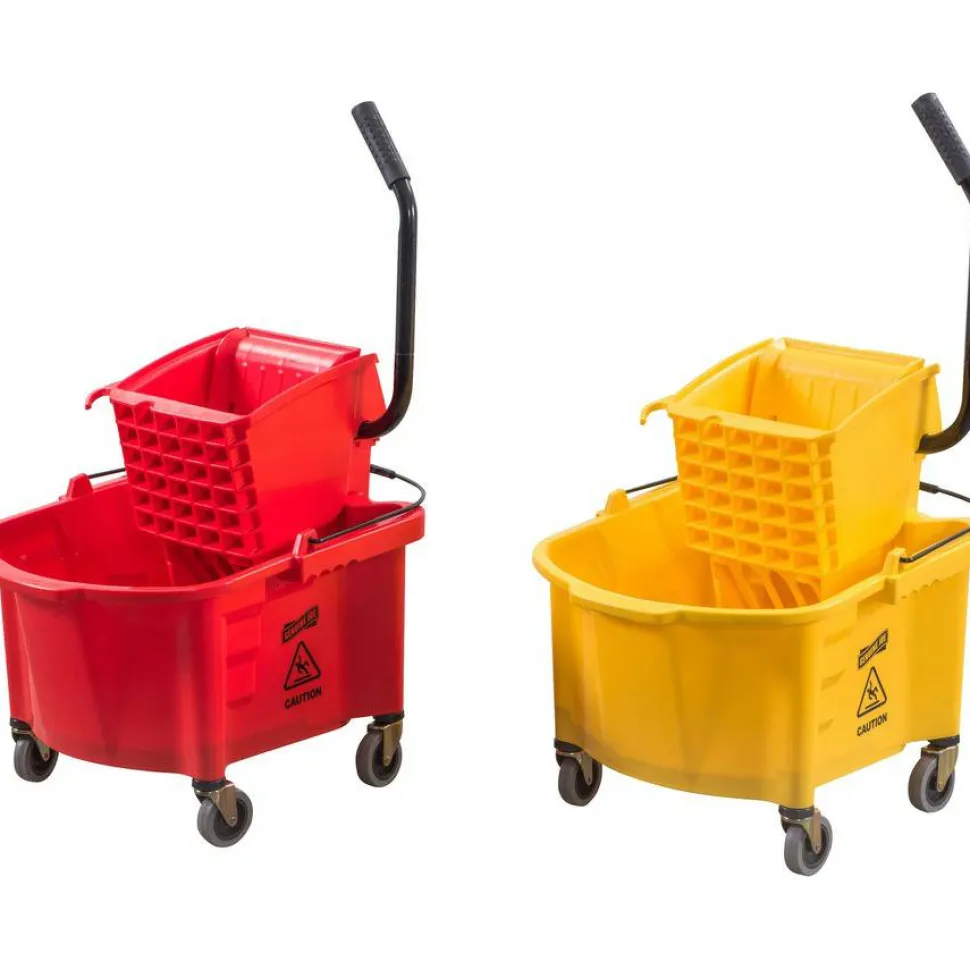 Genuine Joe Splash Guard 26-Quart Mop Bucket/Wringer Combination, Yellow/Black