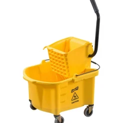 Genuine Joe Splash Guard 26-Quart Mop Bucket/Wringer Combination, Yellow/Black