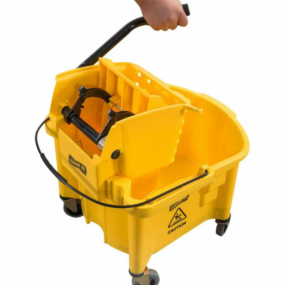 Genuine Joe Splash Guard 26-Quart Mop Bucket/Wringer Combination, Yellow/Black