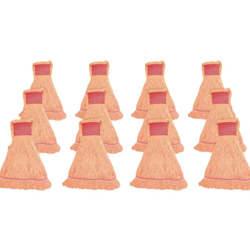 Genuine Joe Synthetic Blend Large Mophead - Rayon, Cotton - Orange - 12 / Carton