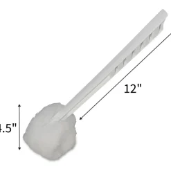 Genuine Joe Toilet Bowl Mop - 4.50" Head - 12" Plastic Handle - Durable, Scrubber Strip, Acid Resistant - 25 / Carton - White