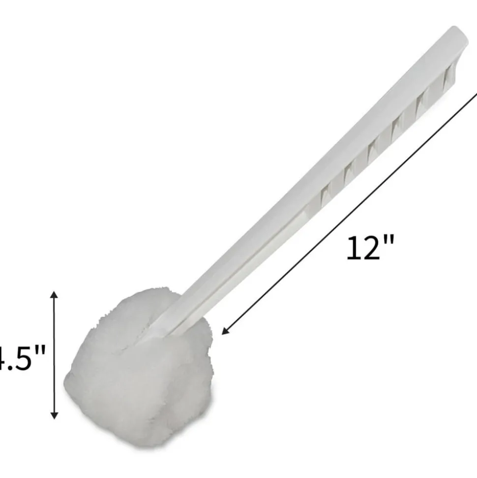 Genuine Joe Toilet Bowl Mop - 4.50" Head - 12" Plastic Handle - Durable, Scrubber Strip, Acid Resistant - 25 / Carton - White