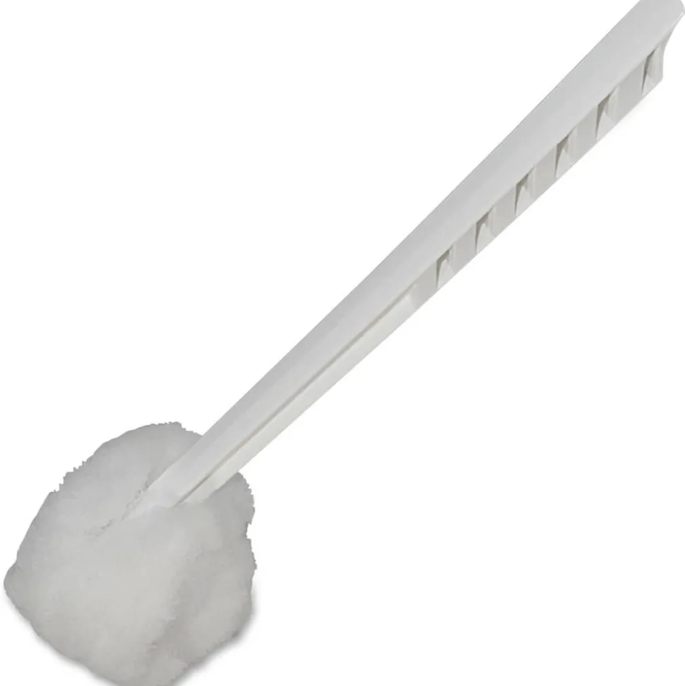 Genuine Joe Toilet Bowl Mop - 4.50" Head - 12" Plastic Handle - Durable, Scrubber Strip, Acid Resistant - 25 / Carton - White