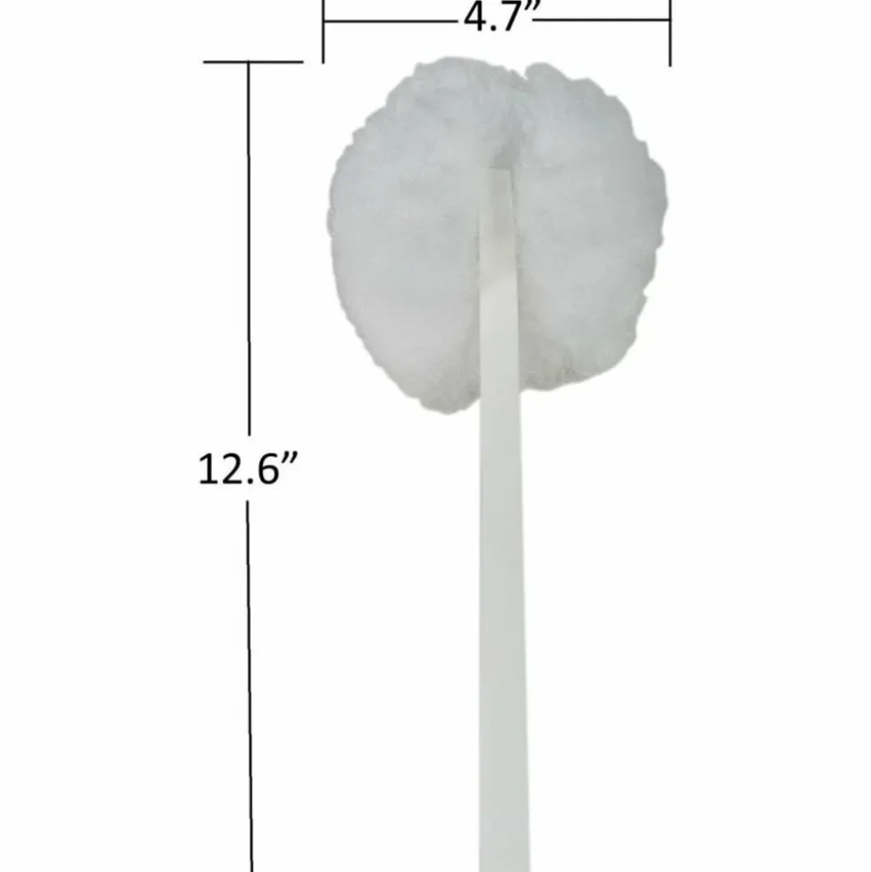 Genuine Joe Toilet Bowl Mop - 4.50" Head - 12" Plastic Handle - Durable, Scrubber Strip, Acid Resistant - 25 / Carton - White