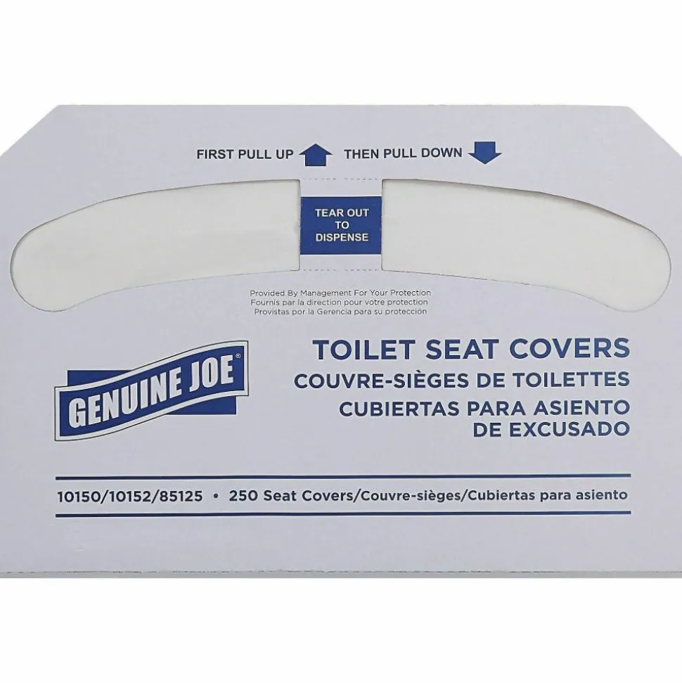 Genuine Joe Toilet Seat Covers, White, Pack Of 2,500