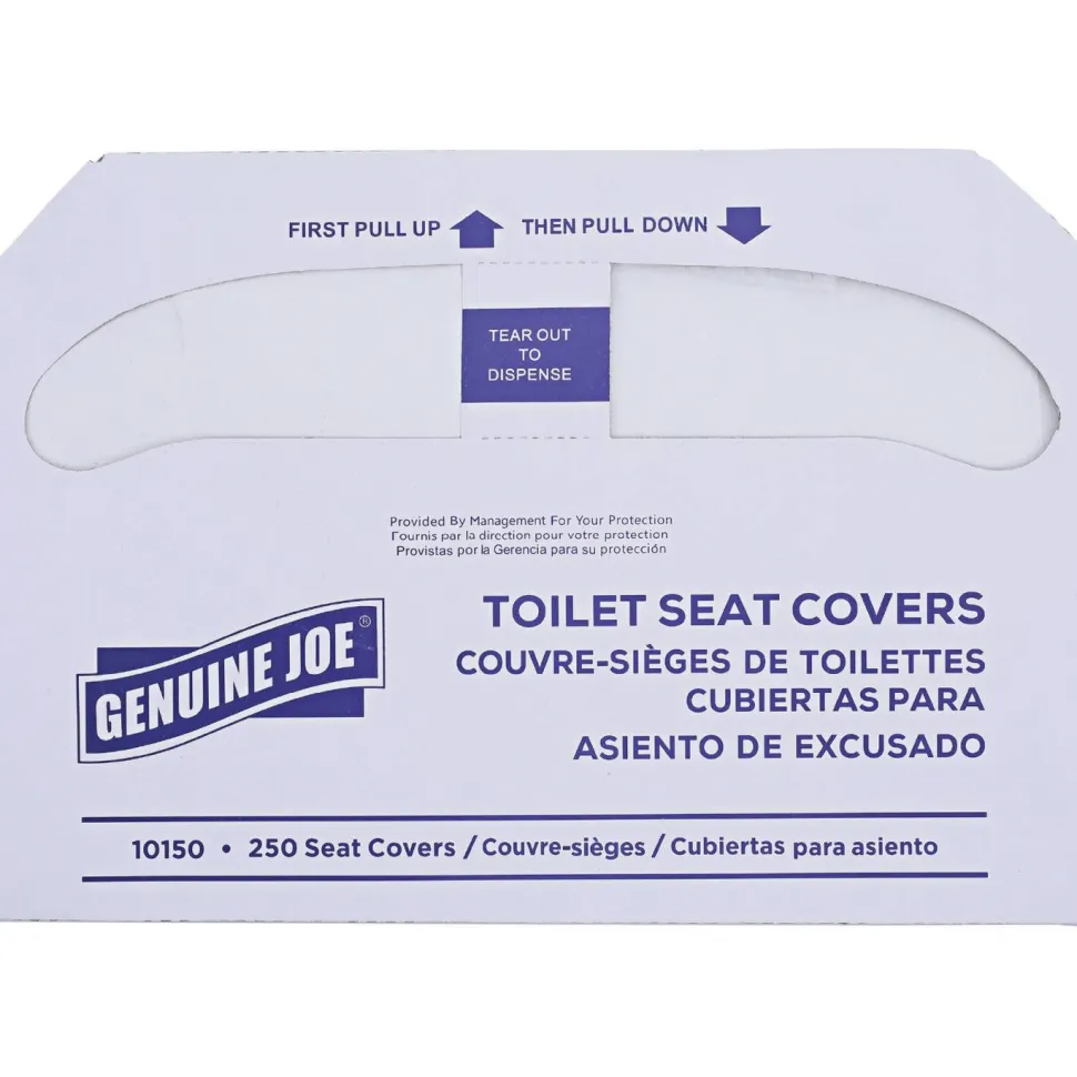 Genuine Joe Toilet Seat Covers, White, Pack Of 2,500