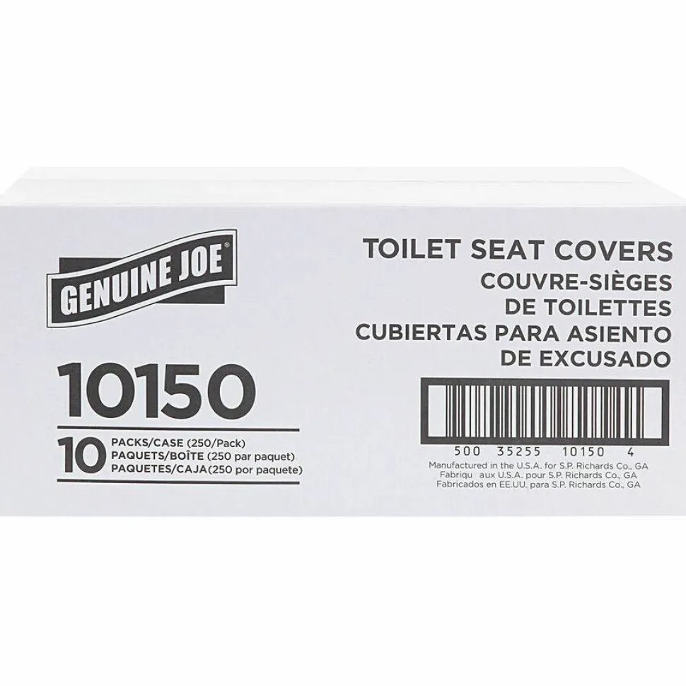 Genuine Joe Toilet Seat Covers, White, Pack Of 2,500