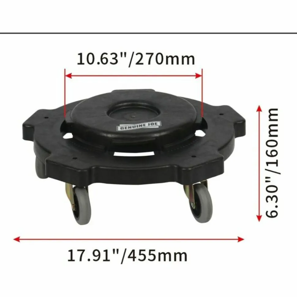 Genuine Joe Trash Receptacle Round Dolly, Black
