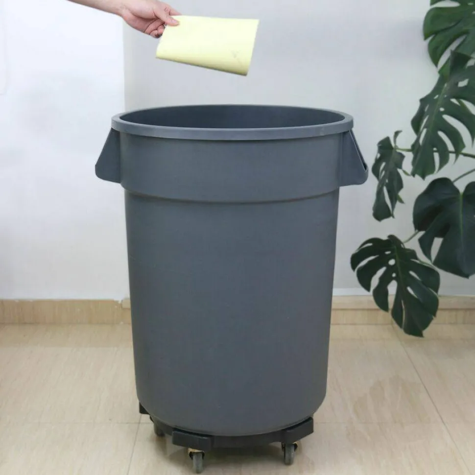 Genuine Joe Trash Receptacle Round Dolly, Black