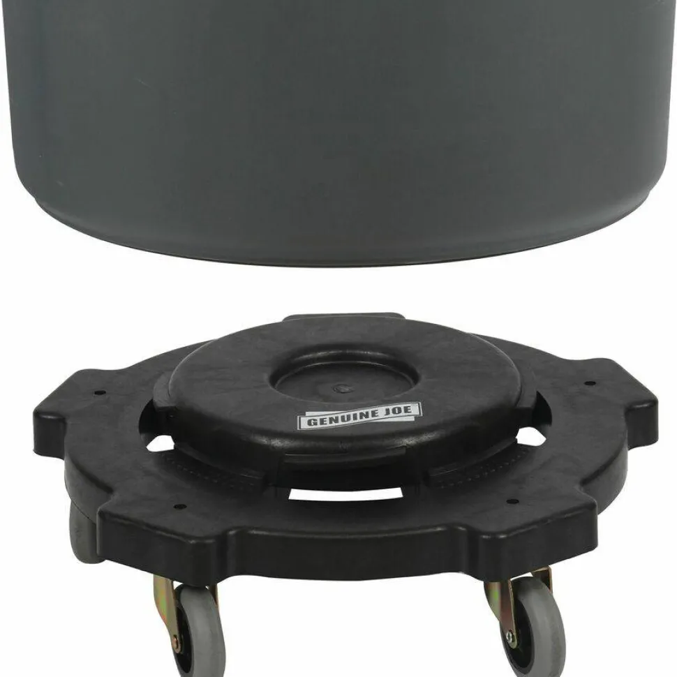Genuine Joe Trash Receptacle Round Dolly, Black