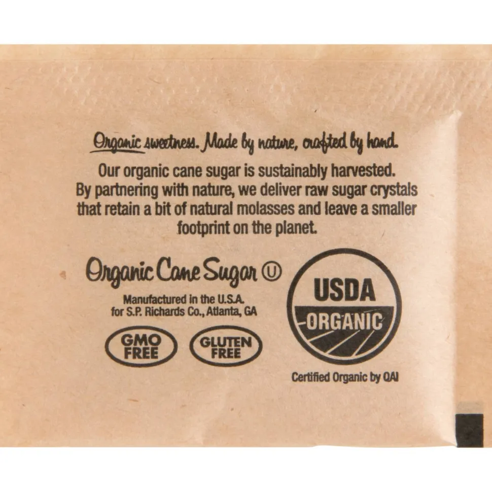 Genuine Joe Turbinado Natural Cane Sugar Packets - 0.159 oz (4.5 g) - Molasses Flavor - Natural Sweetener - 200/Box