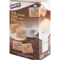 Genuine Joe Turbinado Natural Cane Sugar Packets - 0.159 oz (4.5 g) - Molasses Flavor - Natural Sweetener - 200/Box