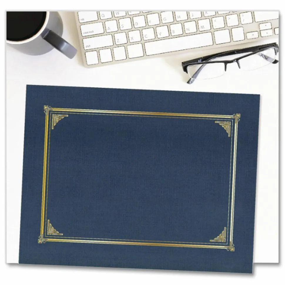 Geographics Award Certificate Gold Design Covers, Letter Size (8 1/2" x 11"), 30% Recycled, Metallic Blue, Pack Of 6