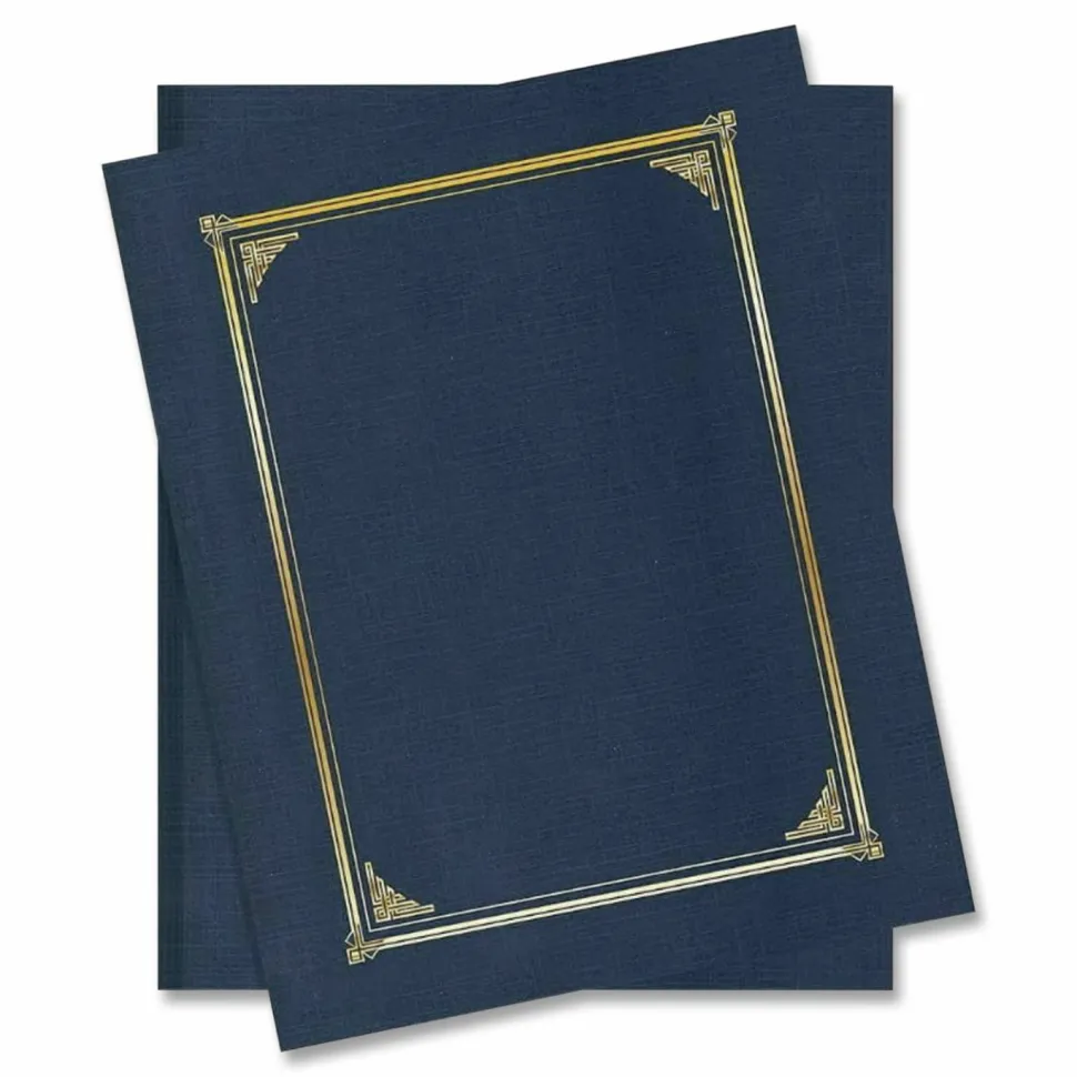 Geographics Award Certificate Gold Design Covers, Letter Size (8 1/2" x 11"), 30% Recycled, Metallic Blue, Pack Of 6