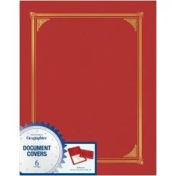 Geographics Document Covers, 9 3/4" x 12 1/2", Red, Pack Of 6