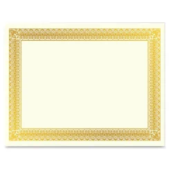 Geographics Foil Certificates, 8-1/2" x 11", Rome Gold, Pack Of 15