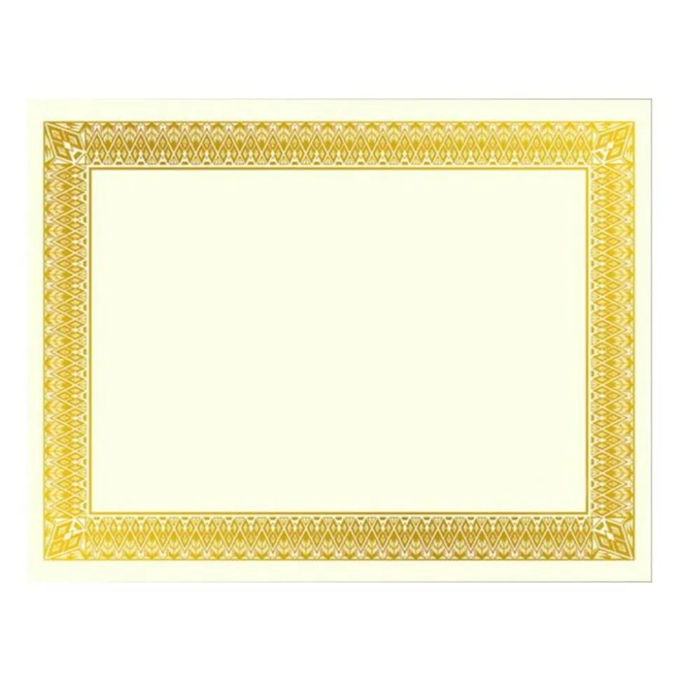 Geographics Foil Certificates, 8-1/2" x 11", Rome Gold, Pack Of 15