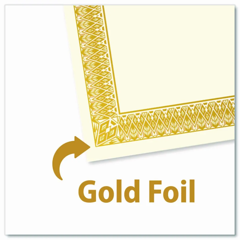 Geographics Foil Certificates, 8-1/2" x 11", Rome Gold, Pack Of 15
