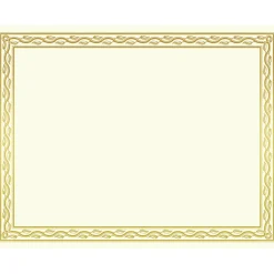 Geographics Foil Stamped Award Certificates, 8.5 x 11, Gold Serpentine with White Border, 12/Pack