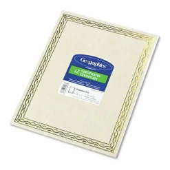 Geographics Foil Stamped Award Certificates, 8.5 x 11, Gold Serpentine with White Border, 12/Pack