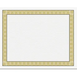 Geographics Natural Diplomat Certificates, 11" x 8-1/2", 24 Lb, Gold/White, Pack Of 50