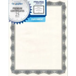 Geographics Parchment Certificates, 8 1/2" x 11", Crown Silver, Pack Of 25