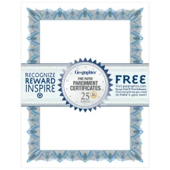 Geographics Parchment Certificates, 8-1/2" x 11", Classic Blue, Pack Of 25