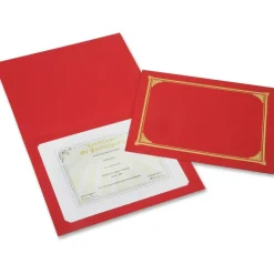 Geographics 30% Recycled Certificate Holder, 8 5/16" x 11 3/4", Red, Pack of 6